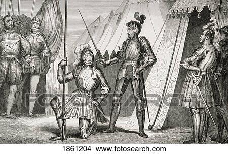 Picture - Francois I 1494 To 1547 Knighted By Captain Bayard After The Battle Of Marignano From Histoire De France By Colart Published Circa 1840. Fotosearch