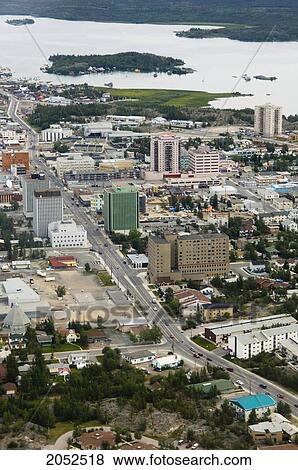 Stock Photo - Franklin Avenue, Main Street Of Yellowknife, Northwest Territories. Fotosearch