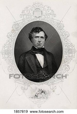 Stock Photo - Franklin Pierce 1804-1869 14Th President Of The United States 1853-57 From A 19Th Century Print Engraved By J Rogers. Fotosearch