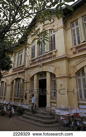 French Colonial Architecture, A Public Library In Vientiane, Laos View Large Photo Image Stock Photo - French Colonial Architecture, A Public Library In Vientiane, Laos. Fotosearch