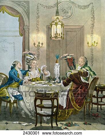 French Gentry Dining In The 18th Century After J M Moreau From Illustrierte Sittengeschichte Vom Mittelalter Bis Zur Gegenwart By Eduard Fuchs