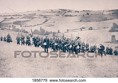 French Infantry Advancing Through Farmland In North-Eastern France View Large Photo Image Stock Photo - French Infantry Advancing Through Farmland In North-Eastern France. Fotosearch