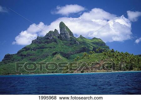 Stock Photo - French Polynesia, Bora Bora, As Viewed From The Blue Lagoon. Fotosearch