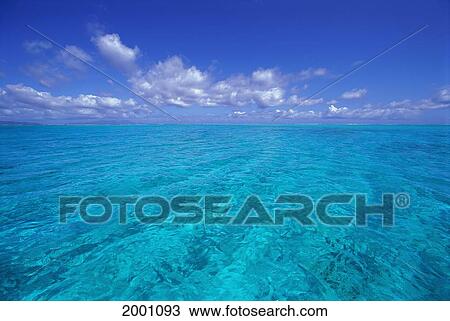 Stock Image - French Polynesia, Bora Bora, Surface Ripples Beautiful Turquoise Ocean D1682. Fotosearch
