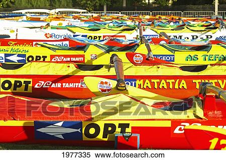 Stock Photography - French Polynesia, Race Canoes.. Fotosearch