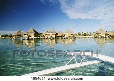 French Polynesia, Tahiti, Bora Bora, Bungalows Of The Hotel Moana Beach, View From Ocean View Large Photo Image Stock Image - French Polynesia, Tahiti, Bora Bora, Bungalows Of The Hotel Moana Beach, View From Ocean. Fotosearch