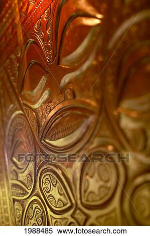 Stock Photography - French Polynesia, Tahiti, Bora Bora, Close-Up Of A Polynesian Wood Carving. Fotosearch