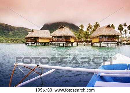 French Polynesia, Tahiti, Huahine, Bungalows Of Hotel Sofitel View Large Photo Image Stock Image - French Polynesia, Tahiti, Huahine, Bungalows Of Hotel Sofitel. Fotosearch