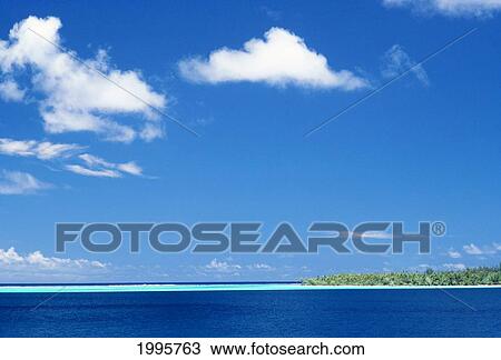Stock Image - French Polynesia, Tahiti, Islet Off Of Bora Bora. Fotosearch