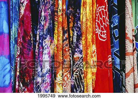French Polynesia, Tahiti, Papeete, Closeup Of Many Colorful Pareos For Sale At Market View Large Photo Image Stock Photo - French Polynesia, Tahiti, Papeete, Closeup Of Many Colorful Pareos For Sale At Market. Fotosearch