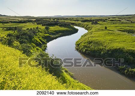 Stock Image - Frenchman River In West Block Of Grasslands National Park; Saskatchewan Canada. Fotosearch