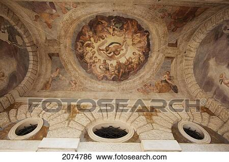 Stock Photograph - Frescoes On The Ceiling Of The Loggia Of Villa Caldogno, Caldogno, Italy. Fotosearch