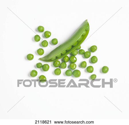Stock Image - Fresh Green Peas From The Pod. Fotosearch