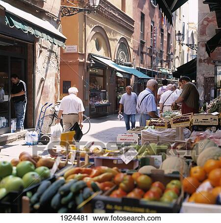Stock Image - Fresh Produce Market In Via Clavature. Fotosearch
