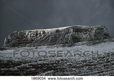 Picture - Fresh Snow On A Rock Promontory On The Continental Divide Of The Rocky Mountains. Fotosearch