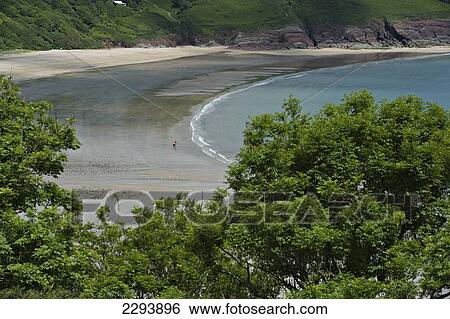 Stock Photograph - Freshwater East. One of the most beautiful beaches in Britain. Pembrokeshire. Wales. Cymru. UK. United Kingdom.. Fotosearch