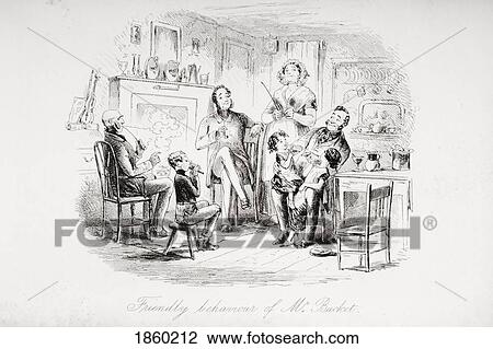 Friendly Behaviour Of Mr. Bucket. Illustration By Phiz (Hablot Knight Browne) 1815-1882. From The Book Bleak House By Charles Dickens. Published London 1853. View Large Photo Image Stock Image - Friendly Behaviour Of Mr. Bucket. Illustration By Phiz (Hablot Knight Browne) 1815-1882. From The Book Bleak House By Charles Dickens. Published London 1853.. Fotosearch