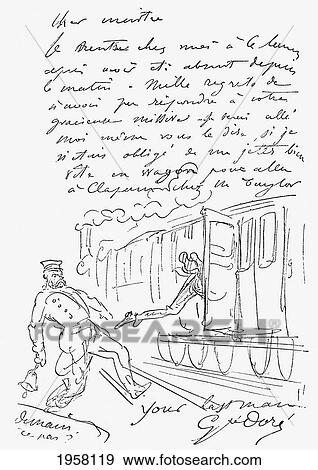 Stock Photo - From A Facsimile Of A Letter Sent To The Rev. Frederick Harford In 1869 By Gustave Dore. From Life And Reminiscences Of Gustave Dore, Published 1885.. Fotosearch