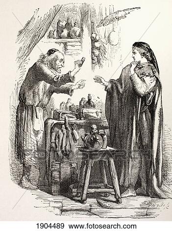 Stock Photo - From Romeo And Juliet By William Shakespeare. Romeo Buys Poison From The Apothecary. From The Illustrated Library Shakspeare, Published London 1890.. Fotosearch