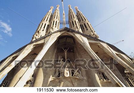 Stock Image - Front Entrance, Temple Of La Saggrada Familia - Gaudi. Barcelona, Spain.. Fotosearch