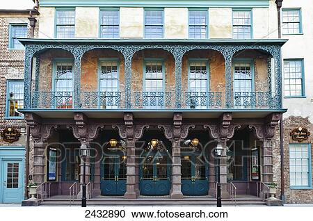 Stock Image - Front facade of the Dock Street Theatre; Charleston, South Carolina, United States of America. Fotosearch
