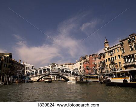 Picture - Front Veiw Of Rialto Bridge; Grand Canal, Venice, Italy. Fotosearch