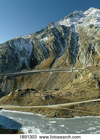 Frozen River And Road Through Mountains View Large Photo Image Stock Image - Frozen River And Road Through Mountains. Fotosearch