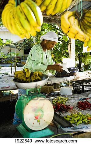 Fruit Seller Weighing Out Bananas View Large Photo Image Stock Photo - Fruit Seller Weighing Out Bananas. Fotosearch