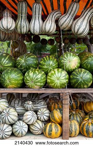 Stock Image - Fruits And Vegetables For Sale At Fruteira Colonial Timbauva, On The Road To Santa Barbara Do Sul, Rio Grande Do Sul, Brazil. Fotosearch