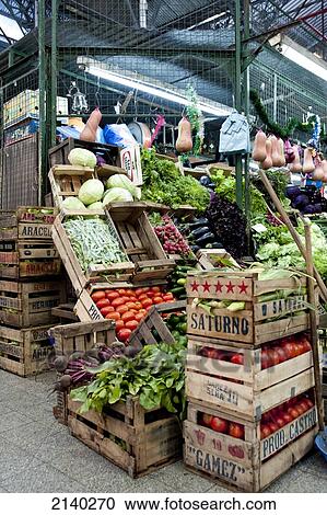 Stock Image - Fruits And Vegetables On Sale At Mercado De San Telmo, San Telmo, Buenos Aires, Argentina. Fotosearch