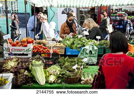 Stock Photography - Fruits And Vegetables Stall In Broadway Market In Shoreditch, East London, London, Uk. Fotosearch
