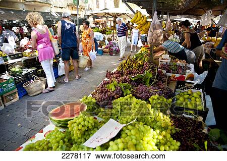 Stock Photo - Fruits In A Street Market In Alcudia, Mallorca, Balearic Islands, Spain. Fotosearch