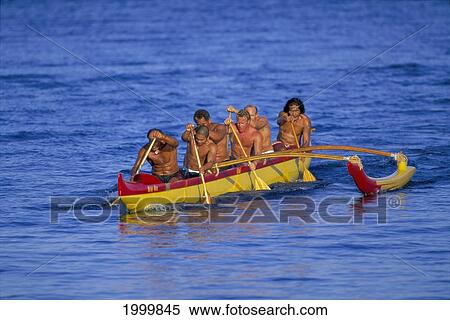 Full Length Front View Men In Outrigger Canoe, Open Ocean View Large Photo Image Stock Photography - Full Length Front View Men In Outrigger Canoe, Open Ocean. Fotosearch