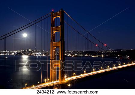 Full moon rises over San Francisco and the Golden Gate Bridge; Sausalito, California, United States of America View Large Photo Image Stock Image - Full moon rises over San Francisco and the Golden Gate Bridge; Sausalito, California, United States of America. Fotosearch