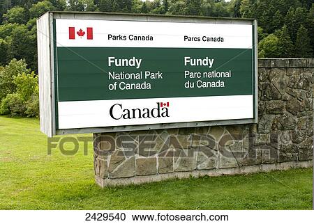 Stock Image - Fundy National Park sign; New Brunswick, Canada. Fotosearch