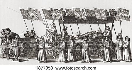 Stock Image - Funeral Car Of George Monck, 1St Duke Of Albemarle, 1608 To 1670. English Soldier And Politician. From The Book Short History Of The English People By J. R. Green Published London 1893.. Fotosearch