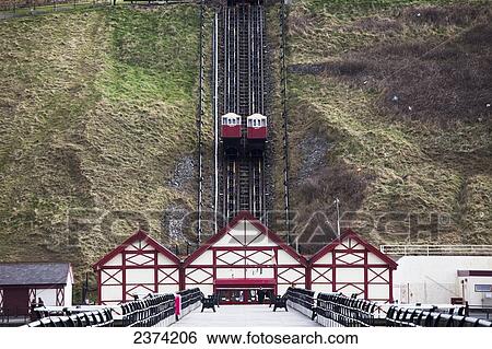 Funicular going up and down the hill; Saltburn, North Yorkshire, England View Large Photo Image Stock Photograph - Funicular going up and down the hill; Saltburn, North Yorkshire, England. Fotosearch