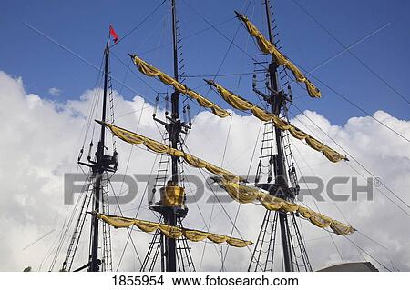Picture - Furled Sails On Tall Ship, Cabo San Lucas, Mexico. Fotosearch