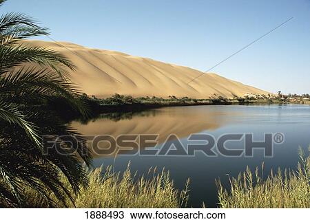 Stock Image - Gabroun Lake, Ubari. Fotosearch