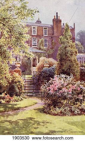 Stock Image - Gads Hill Place, Higham, Kent, England. Country Home Of Charles Dickens. Frontispiece By E. W. Haslehust From The Book Charles Dickens By George Gissing.. Fotosearch