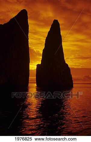 Stock Photography - Galapagos, Orange Sunrise Over Kicker Rock.. Fotosearch
