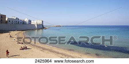 Gallipoli Island town beach; Salento, Italy View Large Photo Image Picture - Gallipoli Island town beach; Salento, Italy. Fotosearch