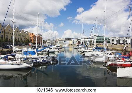 Stock Photograph - Galway, County Galway, Ireland; A Harbor Filled With Boats. Fotosearch