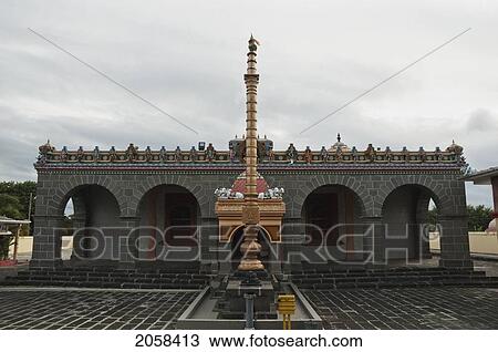 Stock Image - Ganesh Column At The Kaylasson Hindu Temple, Pamplemousses, Mauritius. Fotosearch