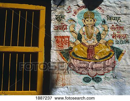 Ganesh Painted On Wall, Close Up View Large Photo Image Stock Photo - Ganesh Painted On Wall, Close Up. Fotosearch