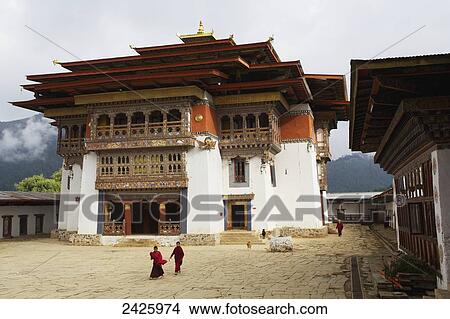 Gangteng Monastery; Phobjika Valley, Bhutan View Large Photo Image Picture - Gangteng Monastery; Phobjika Valley, Bhutan. Fotosearch