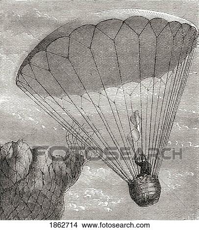 Garnerin's Descent In A Parachute 1802 Andre Jacques Garnerin 1769 - 1823 French Inventor Of The Frameless Parachute From The Book Wondeful Balloon Ascents Or The Conquest Of The Skies Published C 1870 View Large Photo Image Picture - Garnerin's Descent In A Parachute 1802 Andre Jacques Garnerin 1769 - 1823 French Inventor Of The Frameless Parachute From The Book Wondeful Balloon Ascents Or The Conquest Of The Skies Published C 1870. Fotosearch