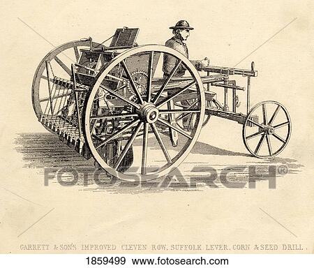 Stock Photo - Garrett And Son's Improved Cleven Row, Suffolk Lever, Corn And Seed Drill.. Fotosearch