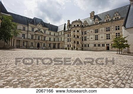Stock Photograph - Gaston D'orleans Wing And Spiral Staircase In The Francois I Wing Of The Chateau De Blois, Blois, France. Fotosearch