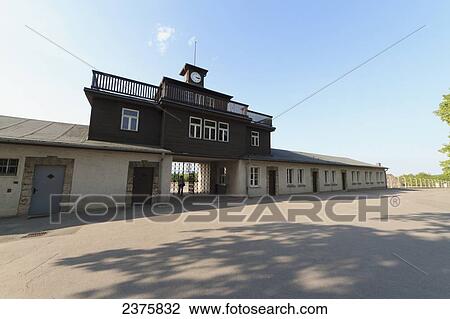 Stock Image - Gate building, referred to as the Bunker, Buchenwald Concentration Camp, Germany. Fotosearch